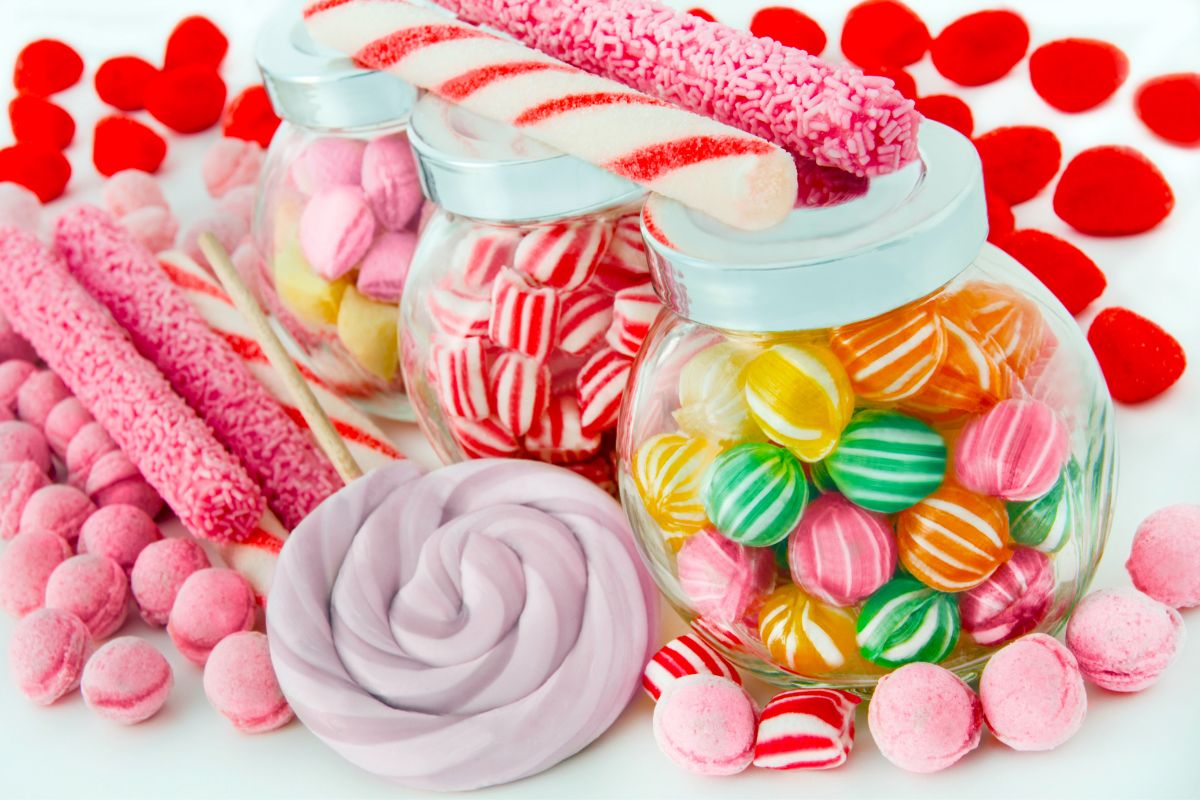 A bunch of different varieties of sweets.